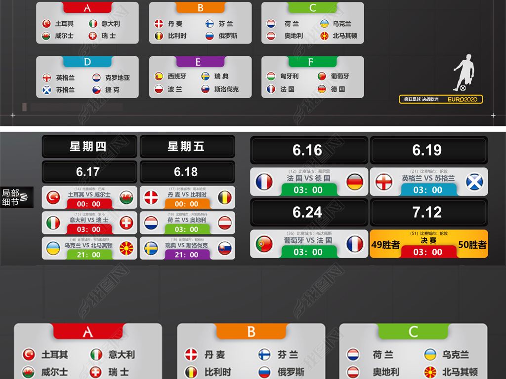 欧洲杯赛程时间表 欧洲杯足球赛程时间表